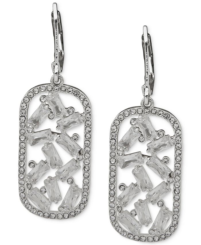 Anne Klein SilverTone Crystal Confetti Drop Earrings Macy's