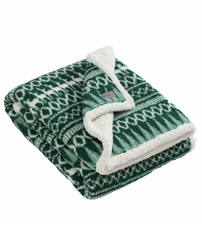 Eddie Bauer Faux Shearling Reversible Throw Blanket, 50" x 60