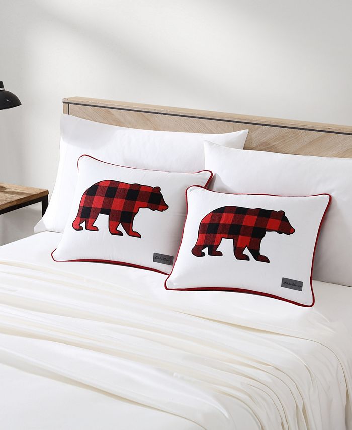 Eddie Bauer Cabin Plaid Bear Cotton Canvas 2 Piece Pillow Cover Set, 16