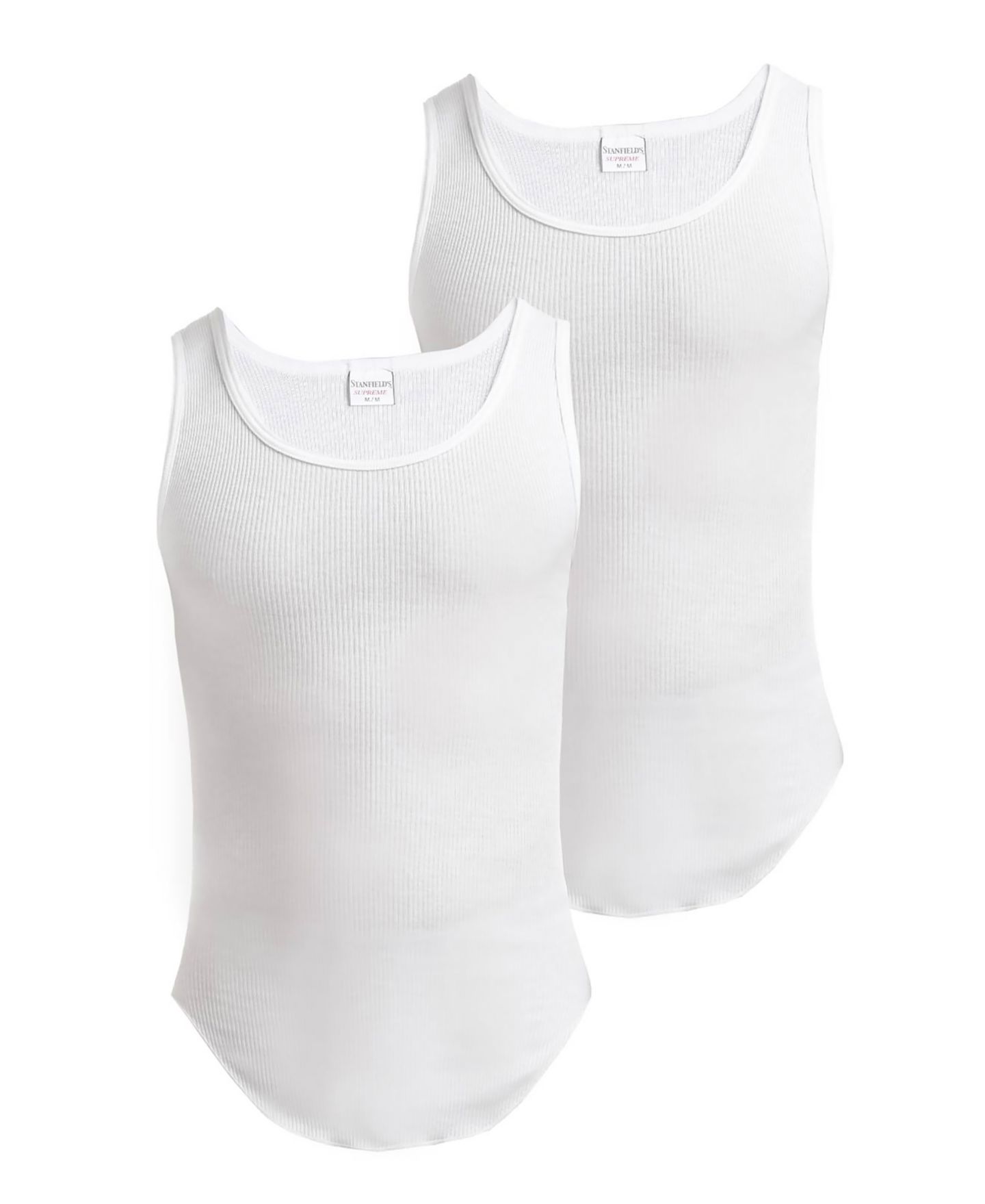 Мужские топы Stanfield's Supreme Cotton Blend Tank Undershirts, Pack of 2, цвет: Белый — фото 1