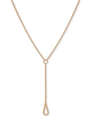 DKNY Gold-Tone Teardrop Link Lariat Necklace, 16