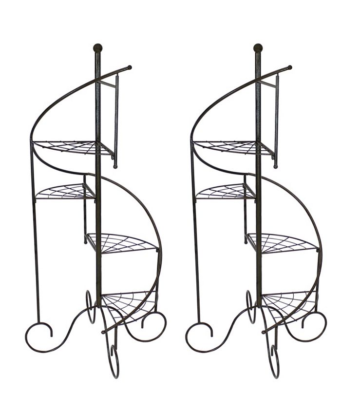 Sunnydaze Decor Black Iron 4Tier Spiral Staircase Plant Stand 56 in