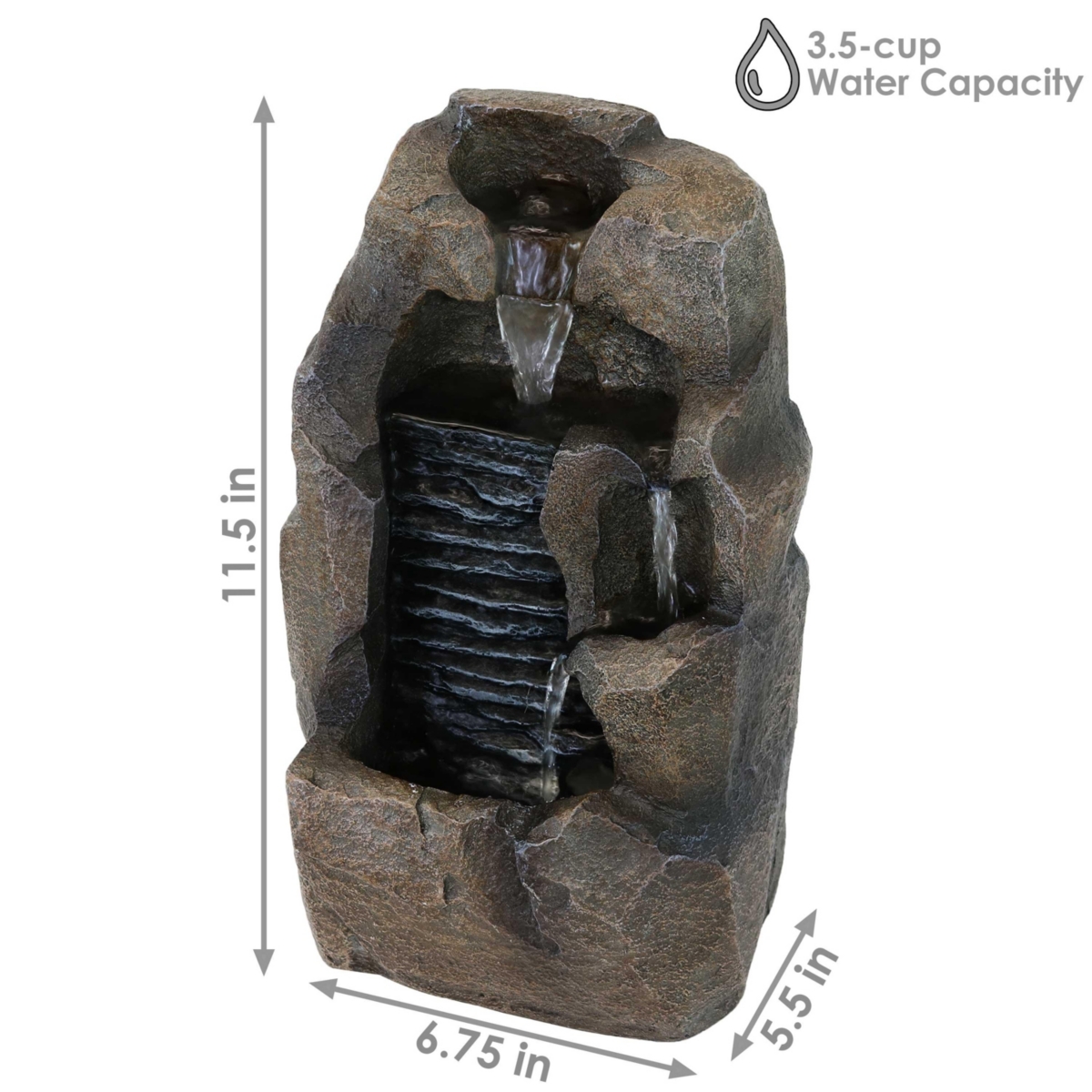 Sunnydaze Decor Stony Rock Waterfall Resin Indoor Tabletop Water Fountain -