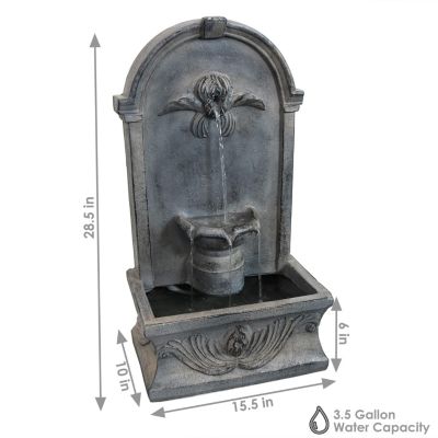 28-Inch Outdoor French-Inspired Flat Back Water Fountain - Glass Fiber Reinforced Concrete Construction