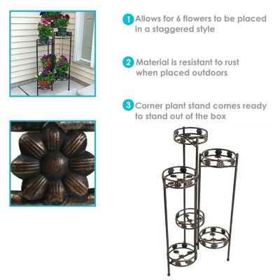 45-Inch 6-Tier Indoor/Outdoor Folding Metal Plant Stand - Bronze Finish