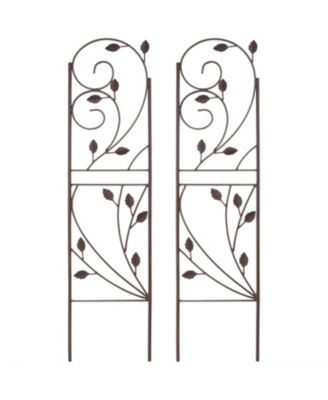 Metal Wire Rustic Plant Design Garden Trellis for Outdoor Climbing Flowers and Vines - 32" H - Brown - 2-Pack