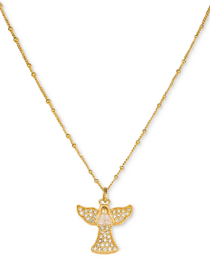 Patricia Nash Gold Tone Pav Angel Pendant Necklace 17