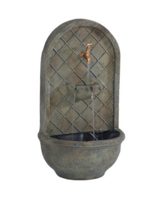 Messina 26-Inch Polystone Outdoor Wall Water Fountain - Electric Submersible Pump - Florentine Stone Finish