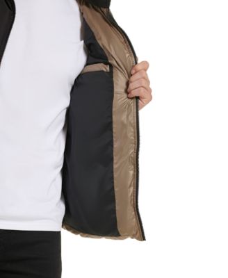 Men's Colorblock Mixed-Media Puffer Jacket