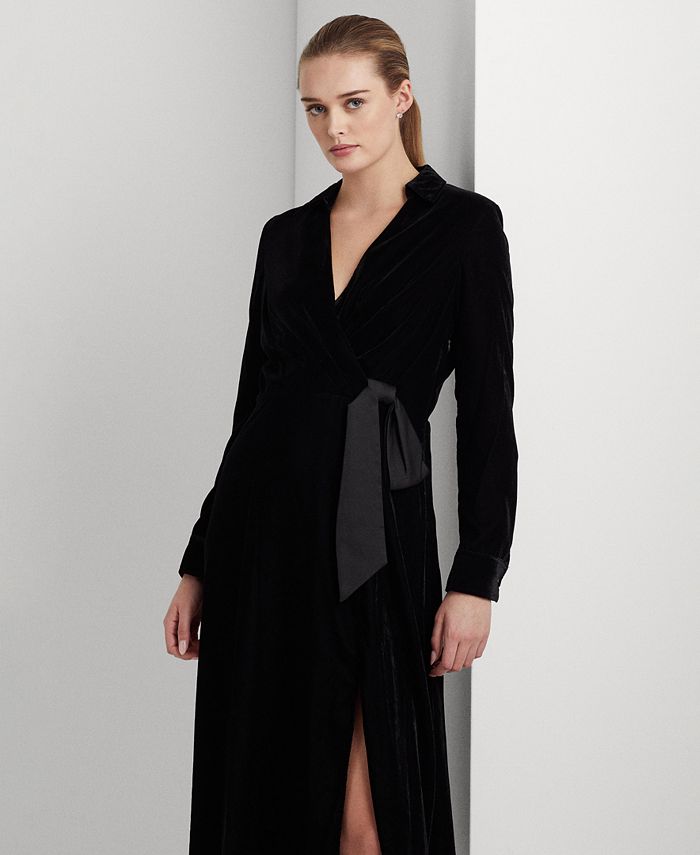 Ralph lauren velvet surplice dress clearance
