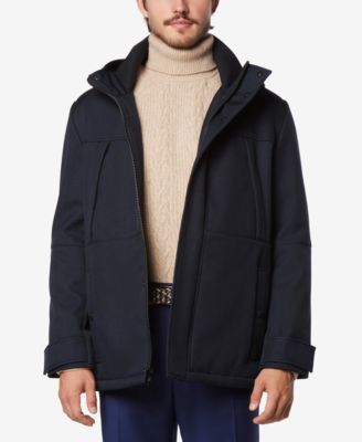 Marc New York - Men's Tompkins Micro-Houndstooth Fleece-Lined Soft Shell Hooded Parka