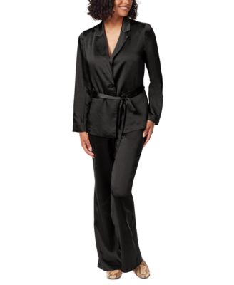 Sam Edelman - Women's Lyra Belted Notched-Collar Satin Blazer