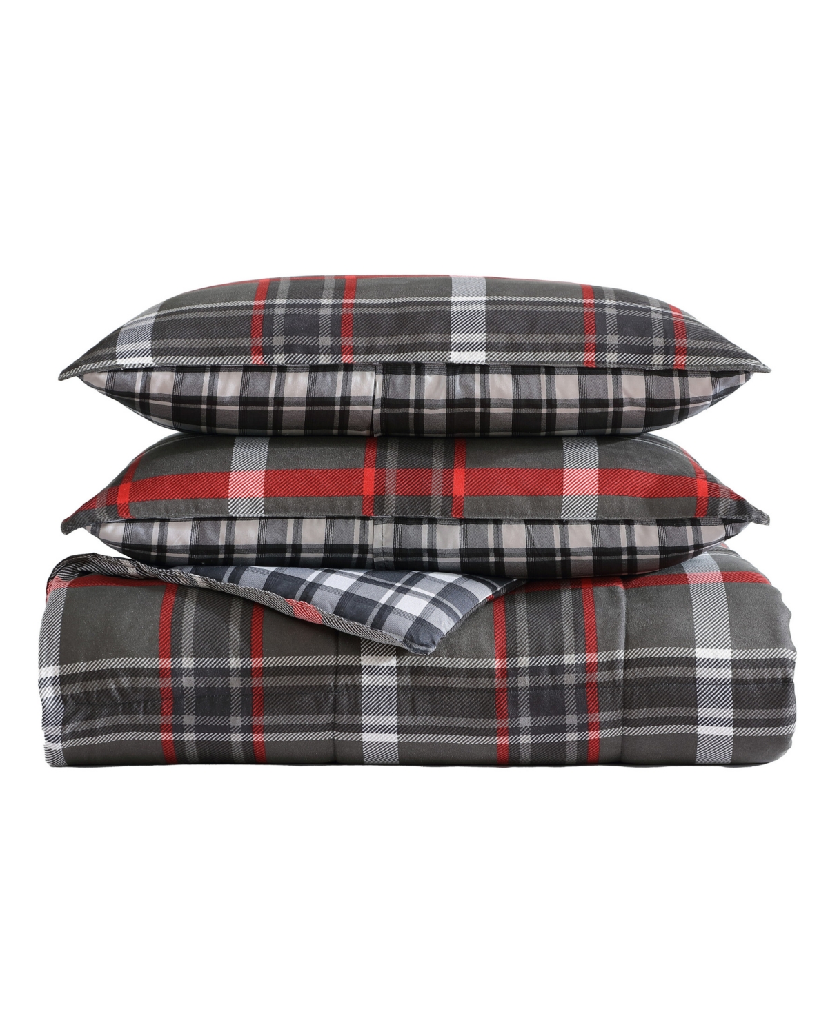 Closeout! Eddie Bauer Willow Plaid Microsuede Reversible Comforter Set