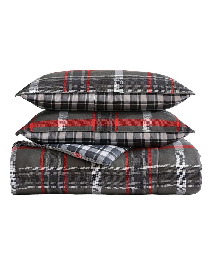 Eddie Bauer Willow Plaid Microsuede Down Alt Reversible Comforter Set