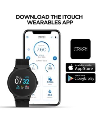 iTouch Sport 3 Unisex Touchscreen Smartwatch: Black Case with Black Strap 45mm