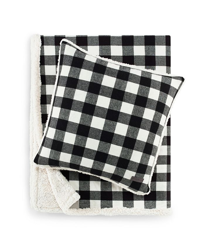 Eddie Bauer CLOSEOUT! Cabin Plaid Cotton Yarn Dyed Flannel Throw Pillow and Blanket Set Macy's