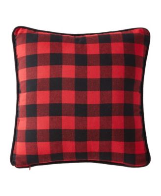 CLOSEOUT! Cabin Plaid Stag Head Cotton Yarn Dye Flannel Reversible Decortive Pillow, 20" x 20"