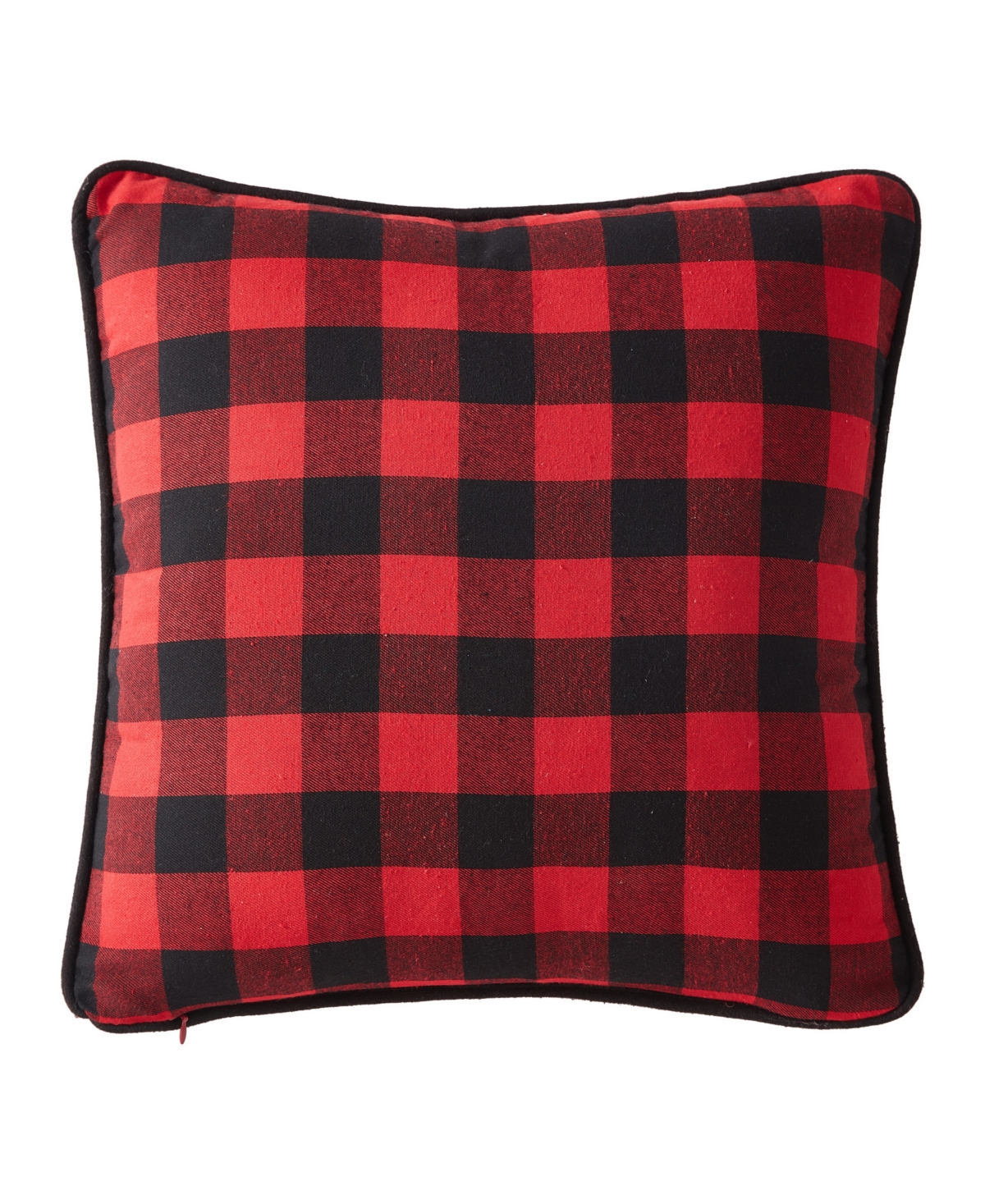 Eddie Bauer Cabin Plaid Stag Head Cotton Yarn Dye Flannel Reversible Decortive Pillow, 20" x 20"
