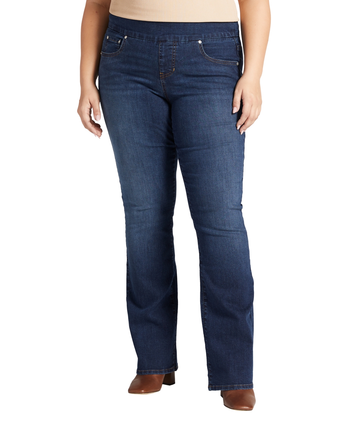 Plus Size Paley Mid Rise Bootcut Pull-On Jeans - Anchor Blue
