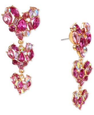 I.N.C. International Concepts - Gold-Tone Mixed Stone Heart Triple Drop Earrings