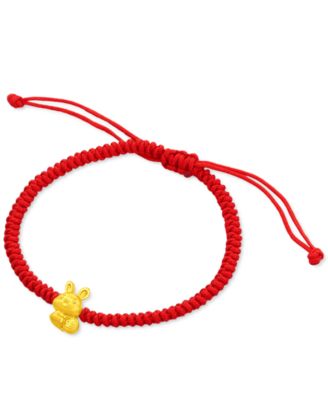 Chow Tai Fook Year of the Rabbit Charm Red Cord Bolo Bracelet in