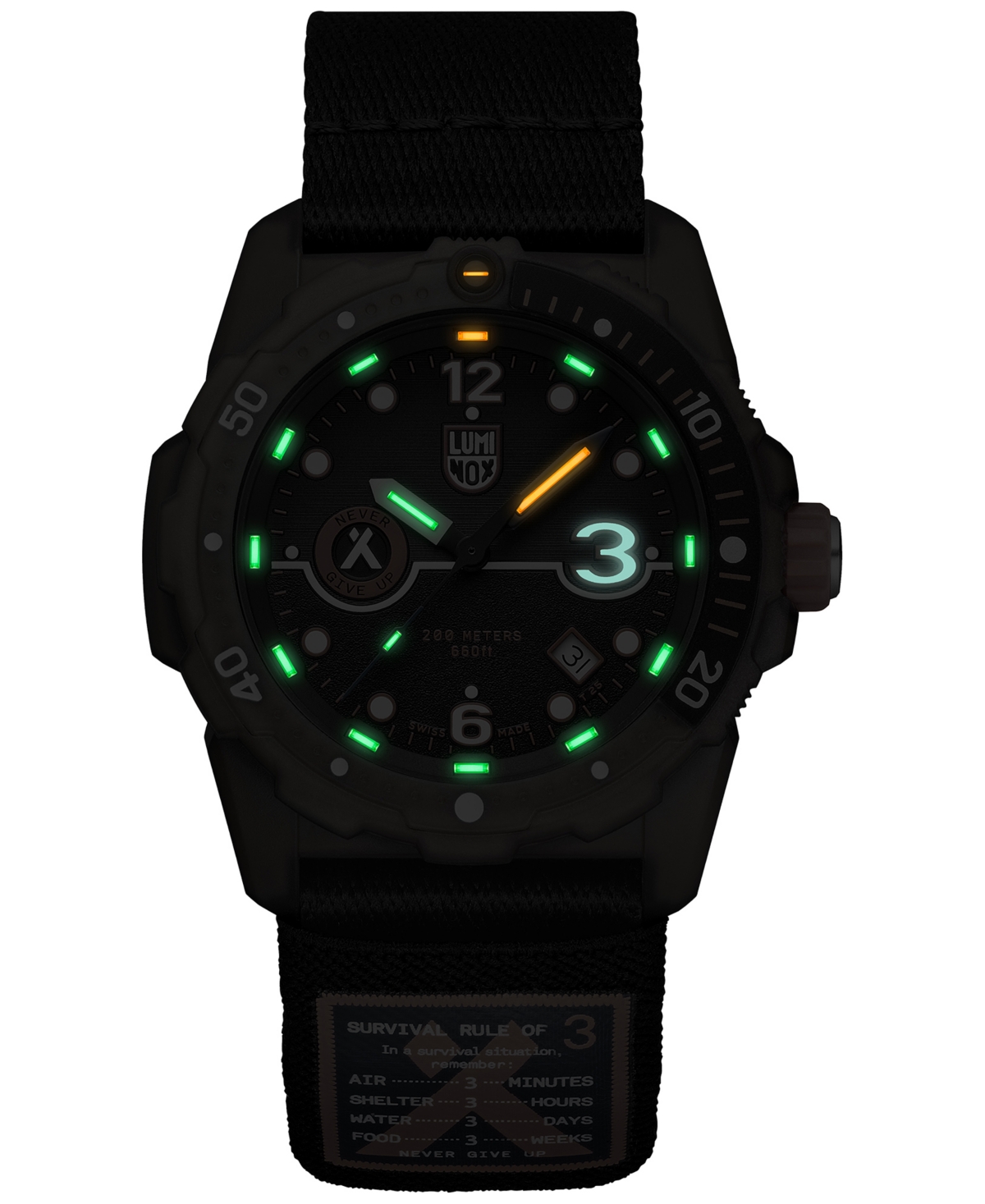 Shop Luminox Men's Swiss Bear Grylls Rule Of 3 Sea Series Black Rubber Strap Watch 42mm In No Color