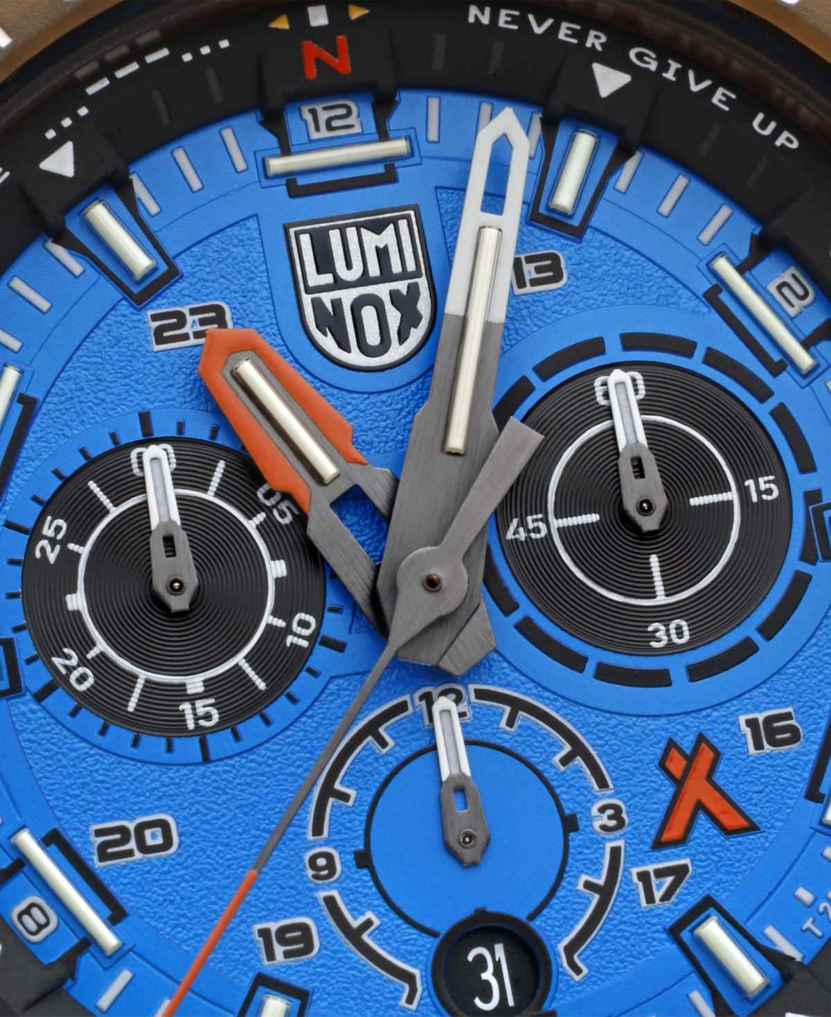 Shop Luminox Men's Swiss Chronograph Bear Grylls Survival Eco Master Series Blue Strap Watch 45mm In No Color