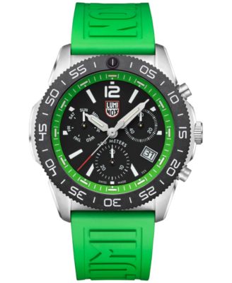 Luminox Men s Swiss Chronograph Pacific Diver Green Rubber Strap Watch 44mm Macy s