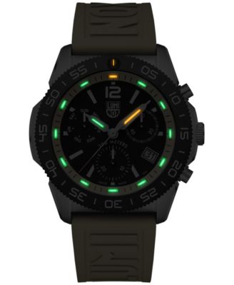 Men's Swiss Chronograph Pacific Diver Yellow Rubber Strap Watch 44mm