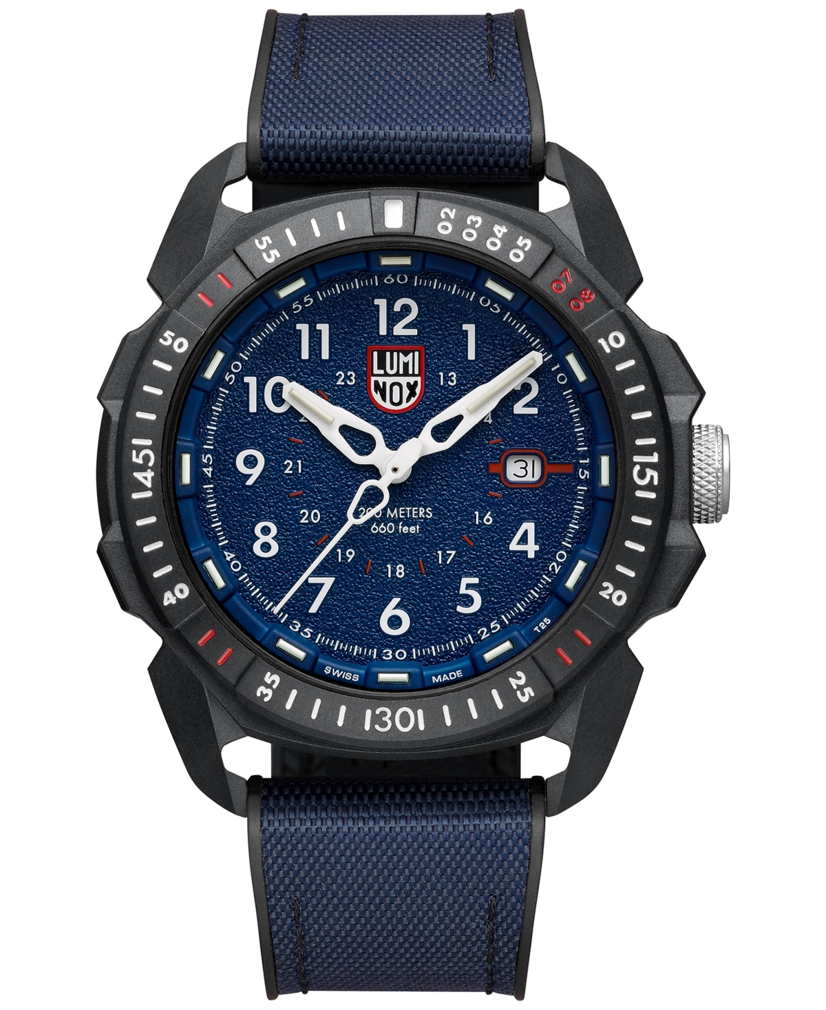 Men's Swiss Official Ice-sar Arctic Outdoor Adventure Blue Rubber & Textile Strap Watch 46mm
