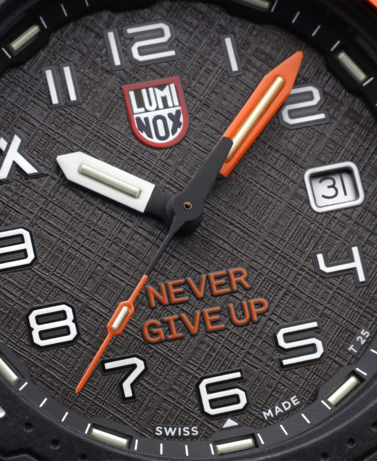 Shop Luminox Men's Swiss Bear Grylls Survival Sea Series Never Give Up Dive Orange Rubber Strap Watch 42mm In No Color