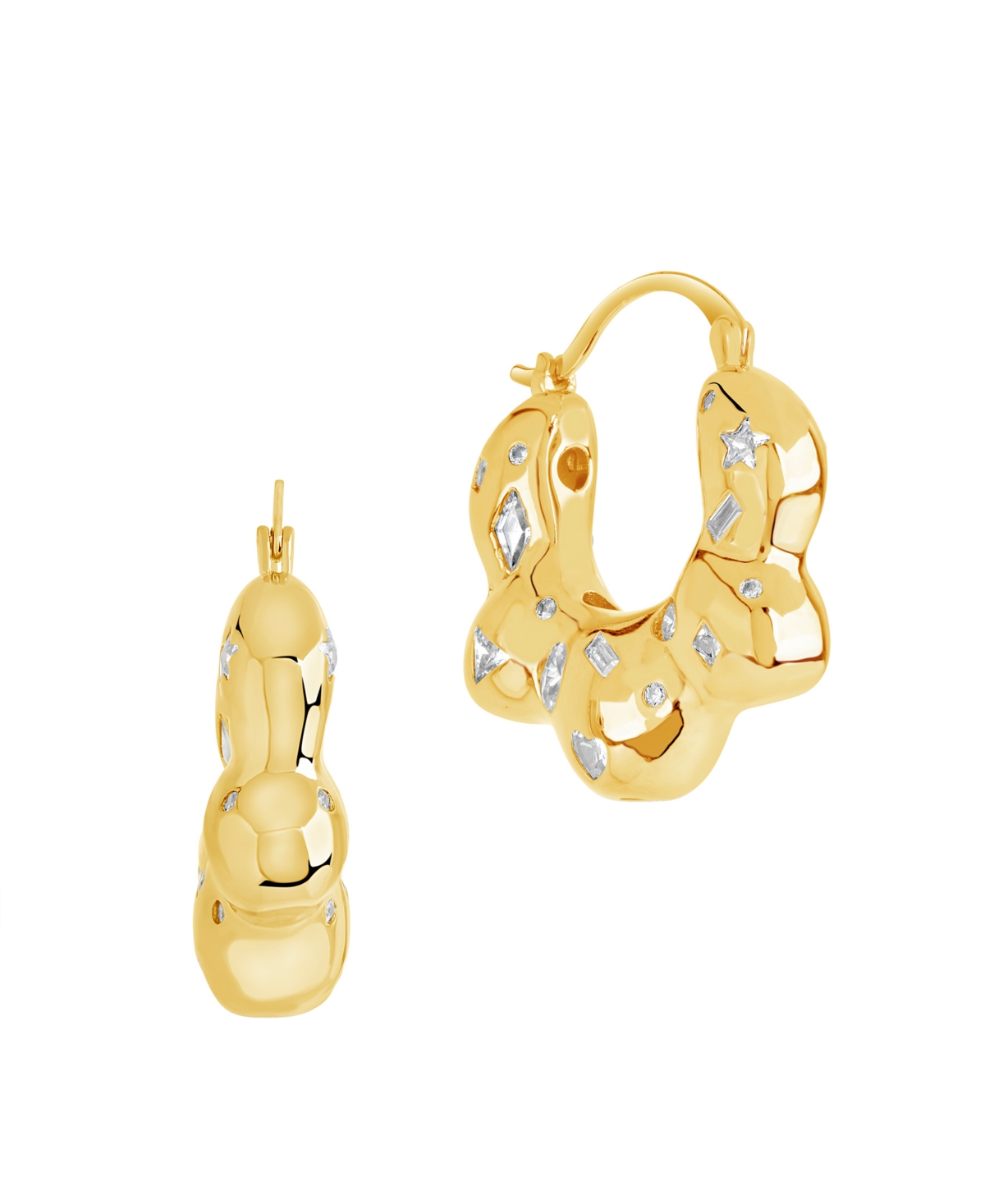 Shop Sterling Forever Cubic Zirconia Tari Hoop Earrings In Gold-plated