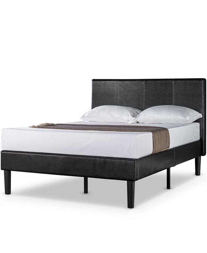 Zinus Gerard Deluxe Faux Leather Upholstered Platform Bed / Wood Slat