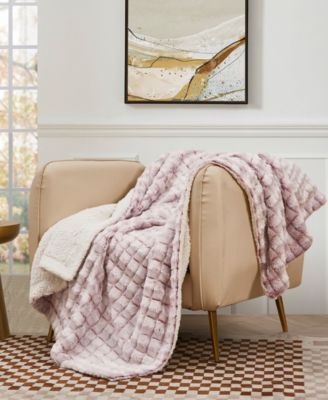 Elle Micromink Sherpa Reversible Throw: Brown