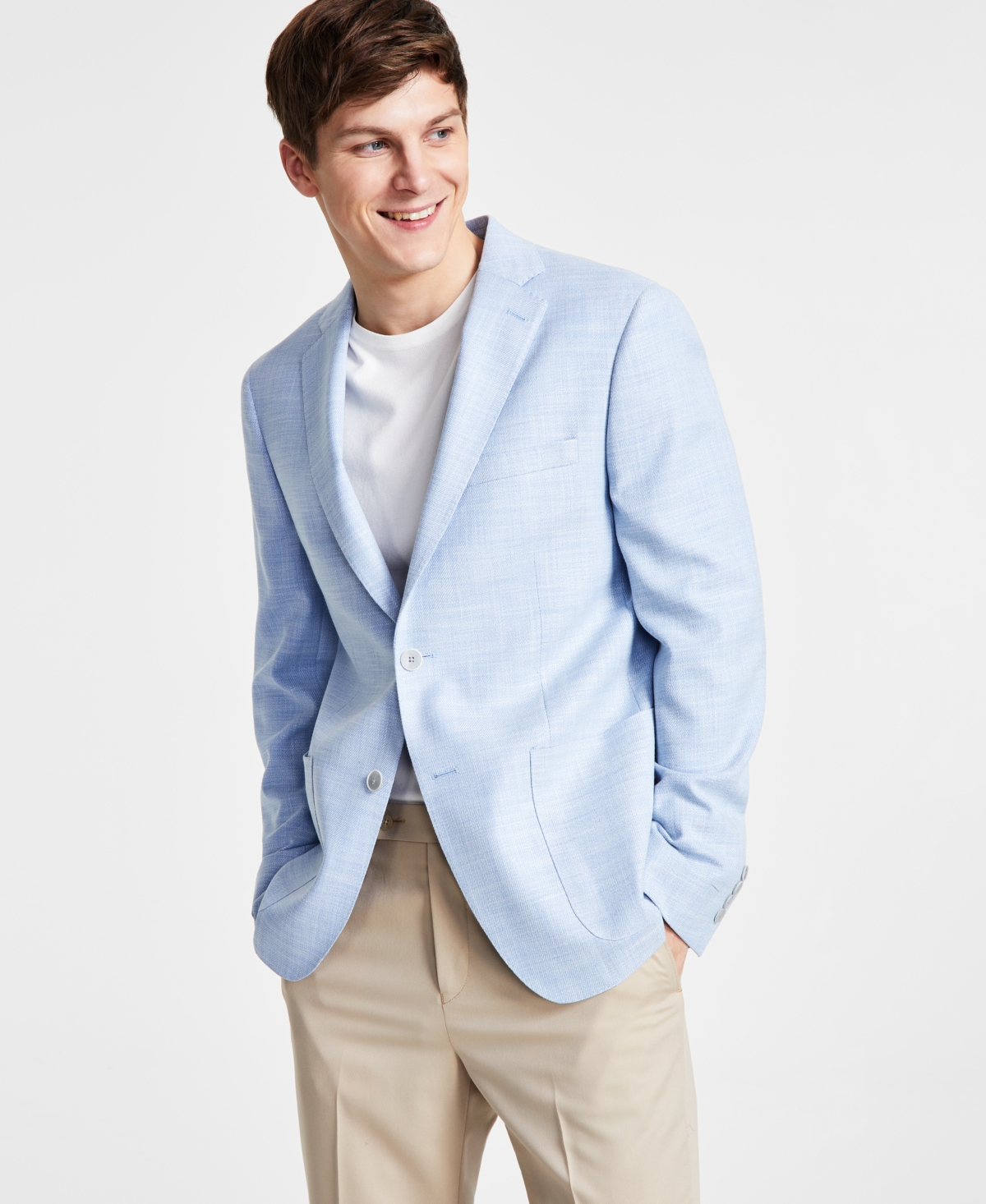Calvin Klein Men\'s Solid Colored Slim-fit Soft Sport Coat In Light Blue |  ModeSens