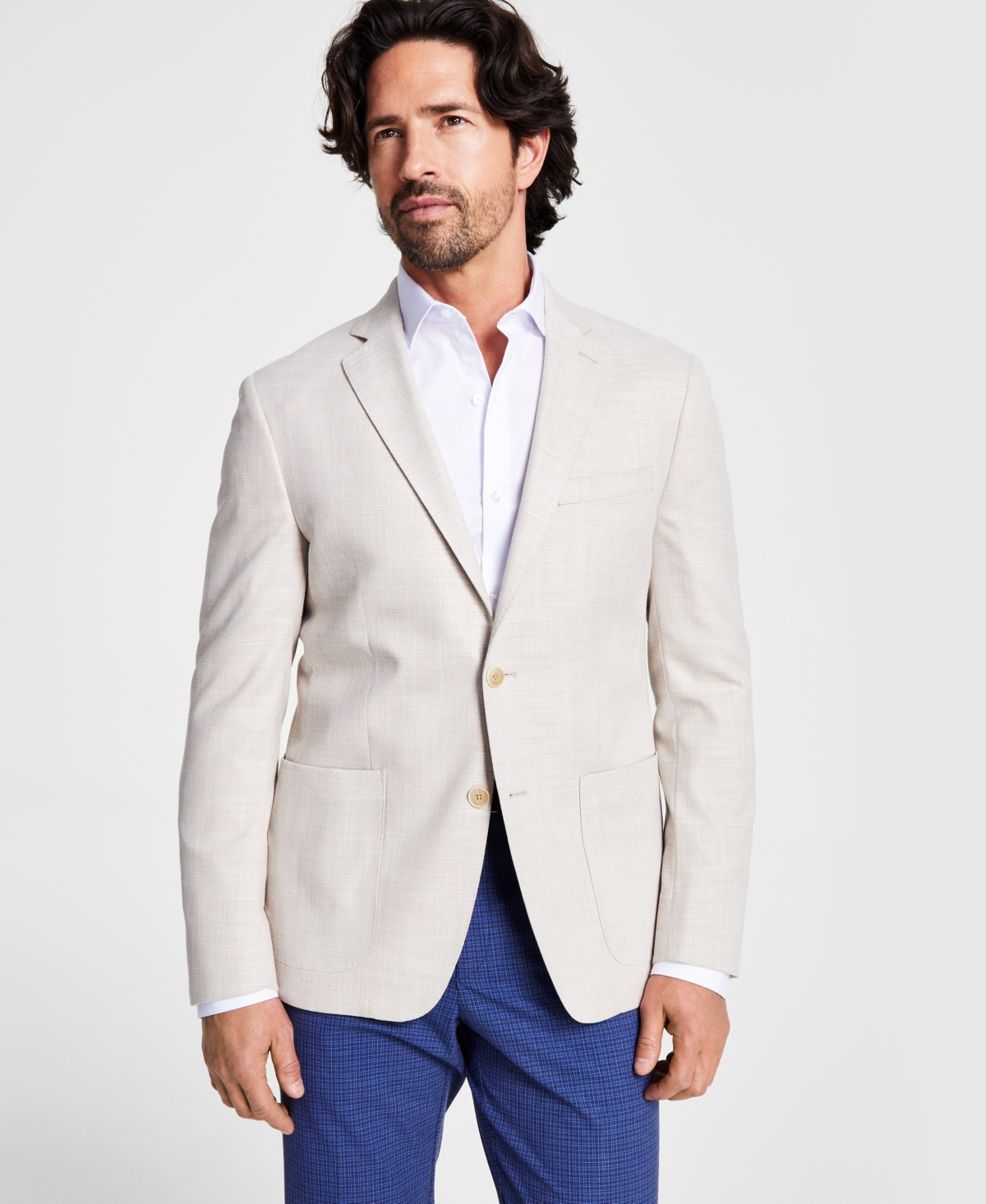 Shop Calvin Klein Men's Solid Colored Slim-fit Soft Sport Coat In Tan
