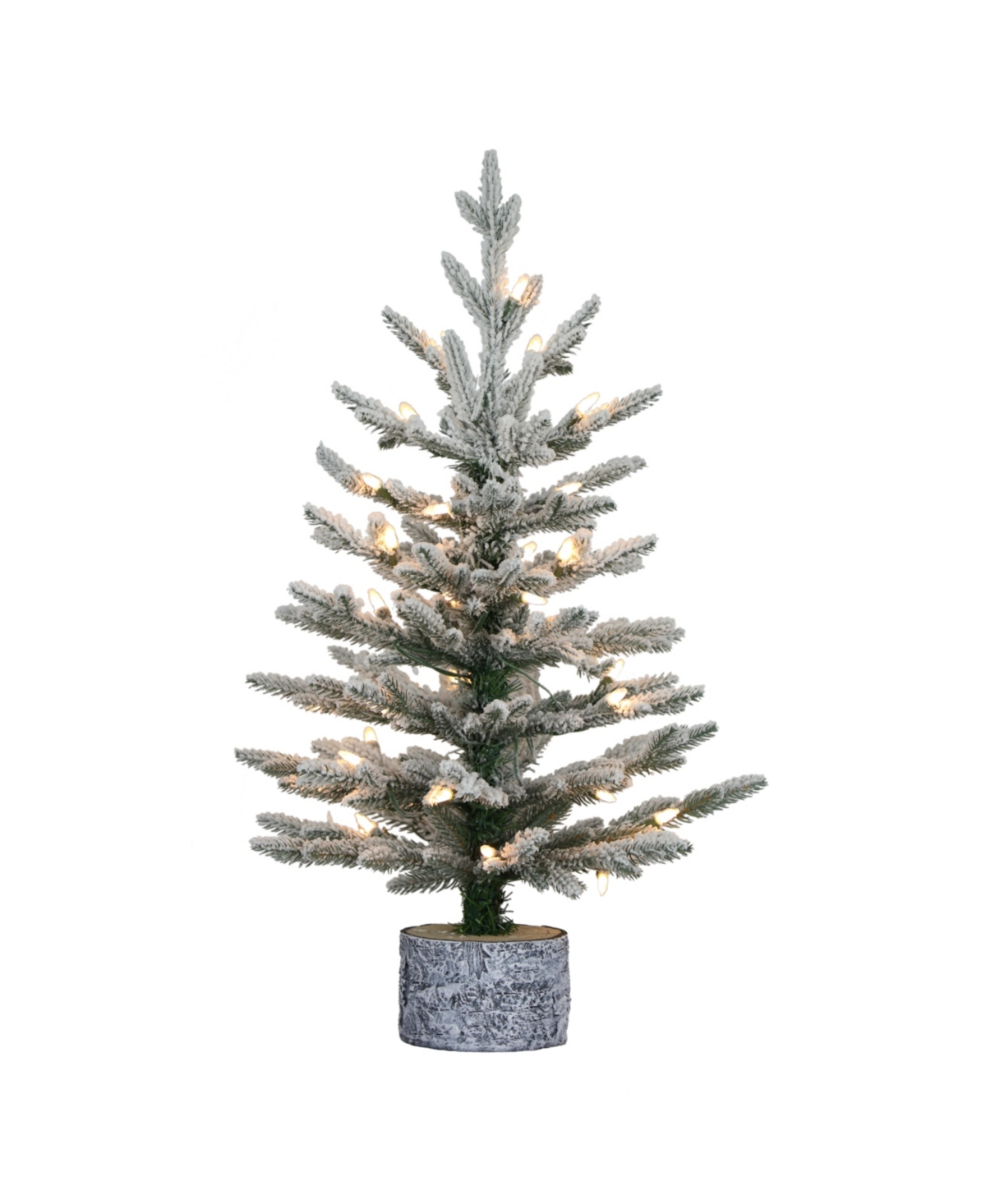 Puleo Pre-Lit Potted Flocked Pencil Arctic Fir Artificial Christmas Tree,