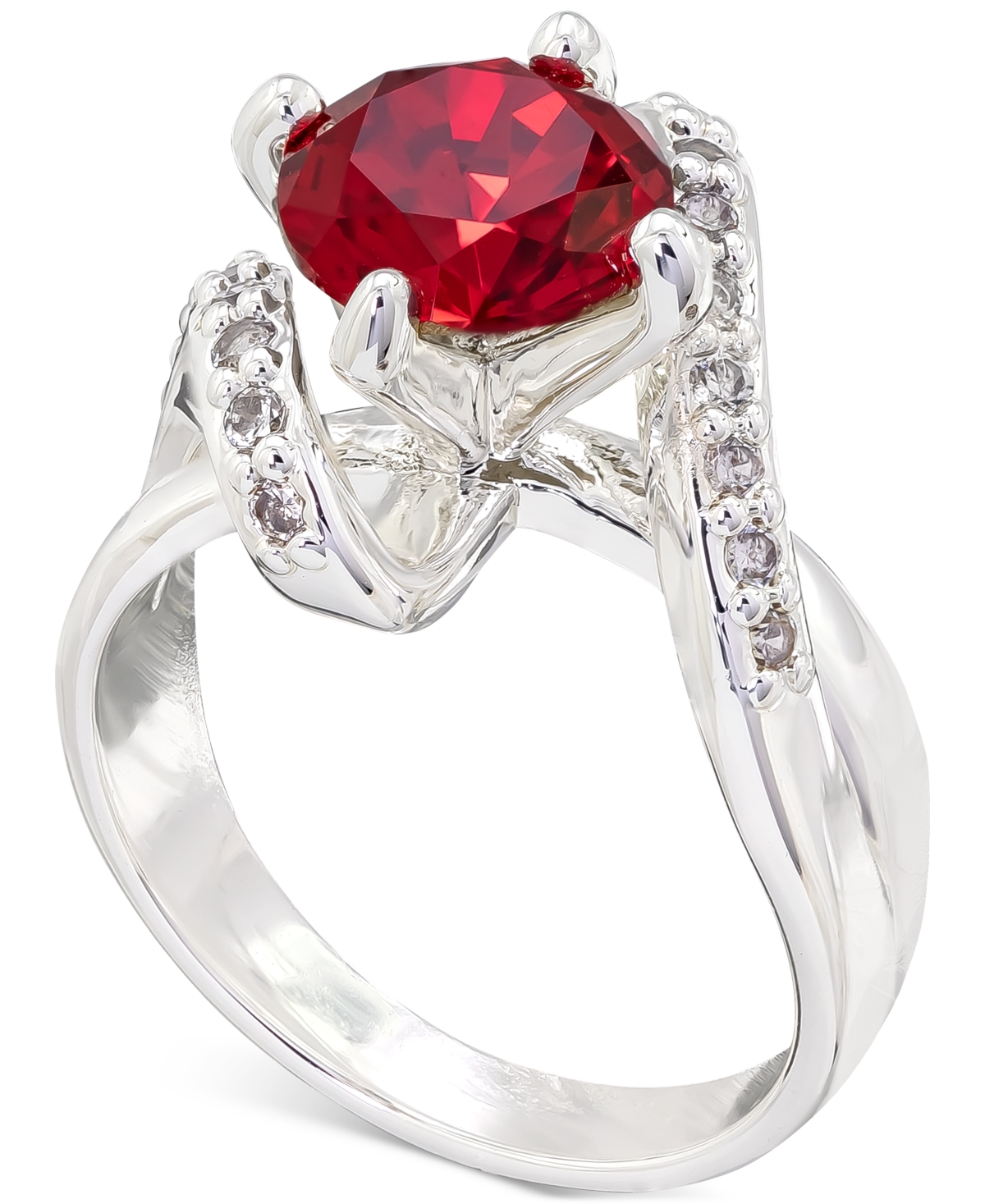 Charter Club Silver-tone Pave & Color Crystal Solitaire Ring, Created For Macy's In Red