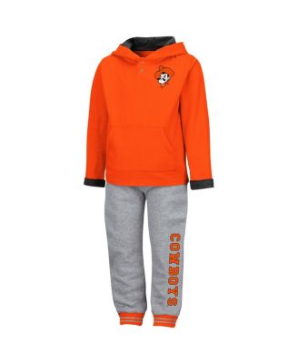 Toddler Boys Orange and Heathered Gray Oklahoma State Cowboys Poppies Pullover Hoodie and Sweatpants Set