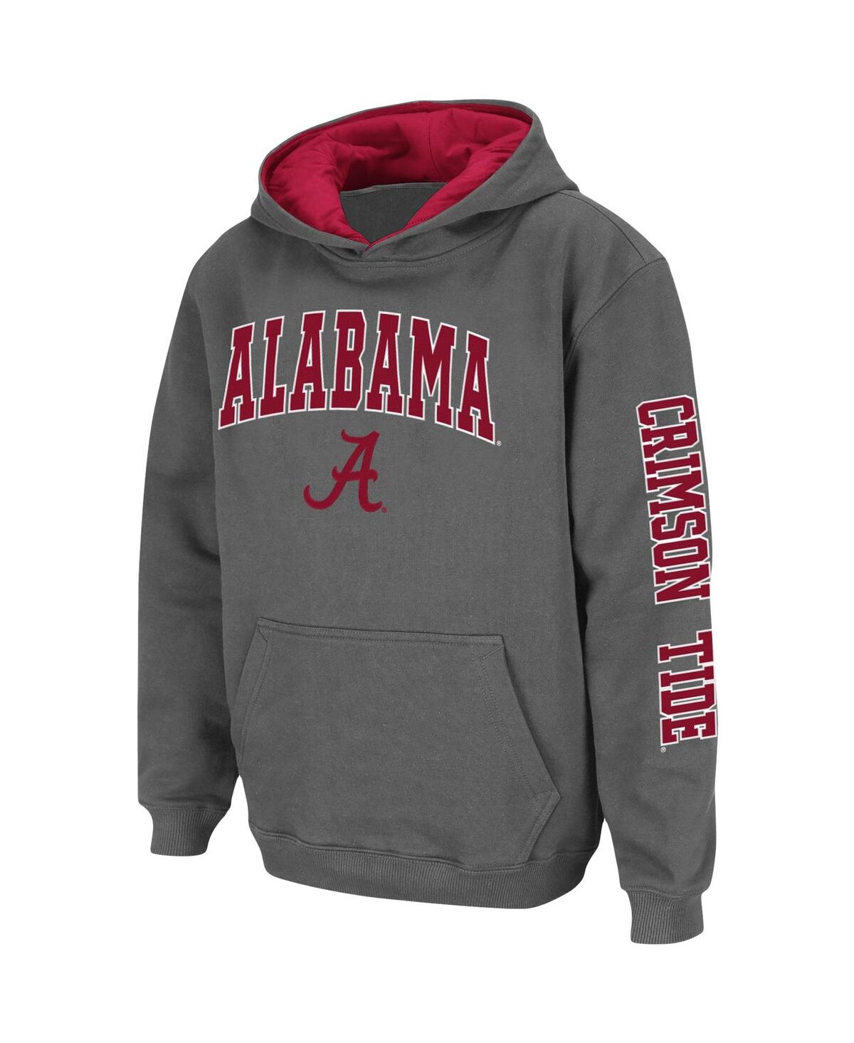 Youth Boys ColosseumAlabama Crimson Tide 2-Hit Team Pullover Hoodie - Charcoal