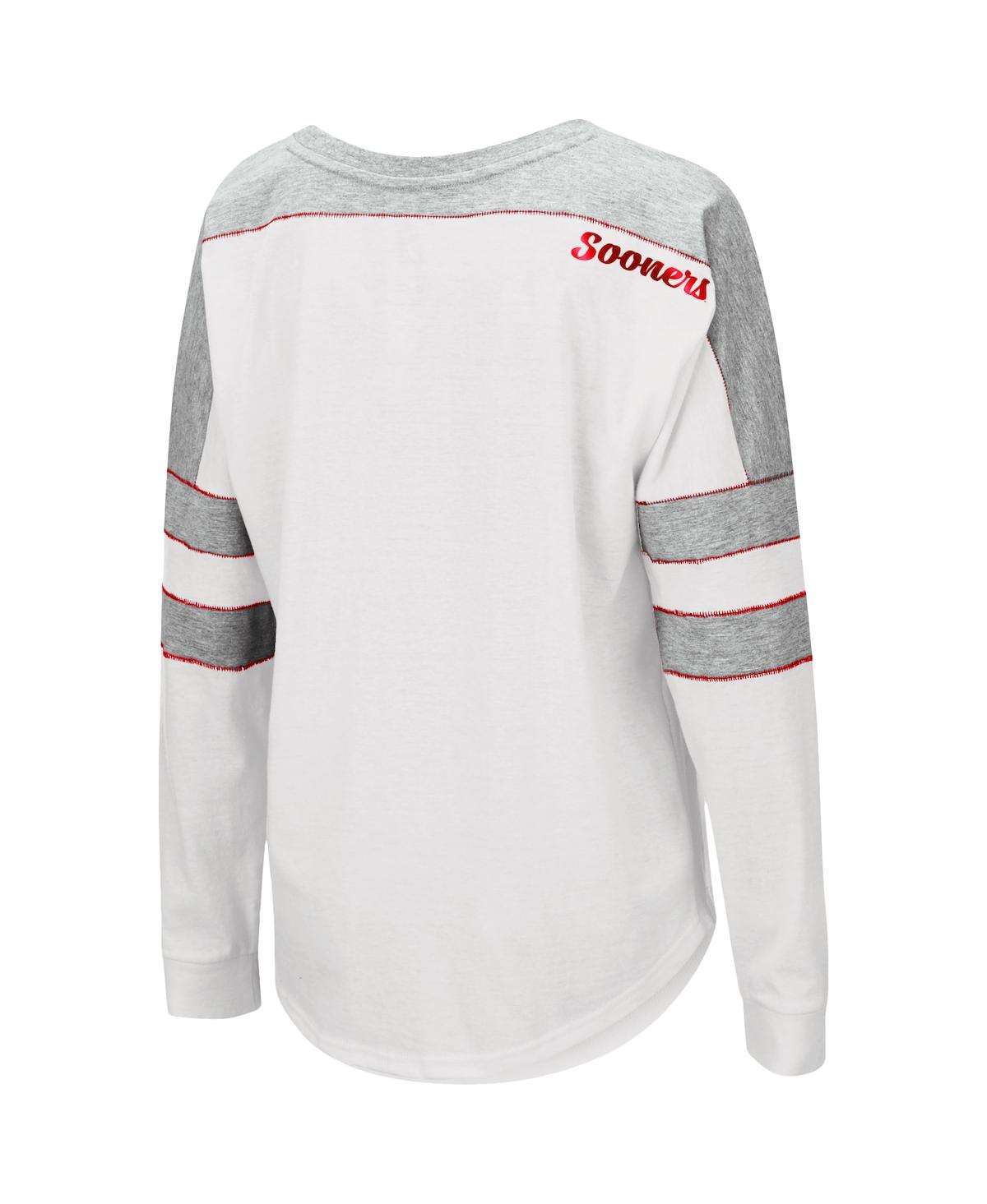 Shop Colosseum Women's  White Oklahoma Sooners Trey Dolman Long Sleeve T-shirt