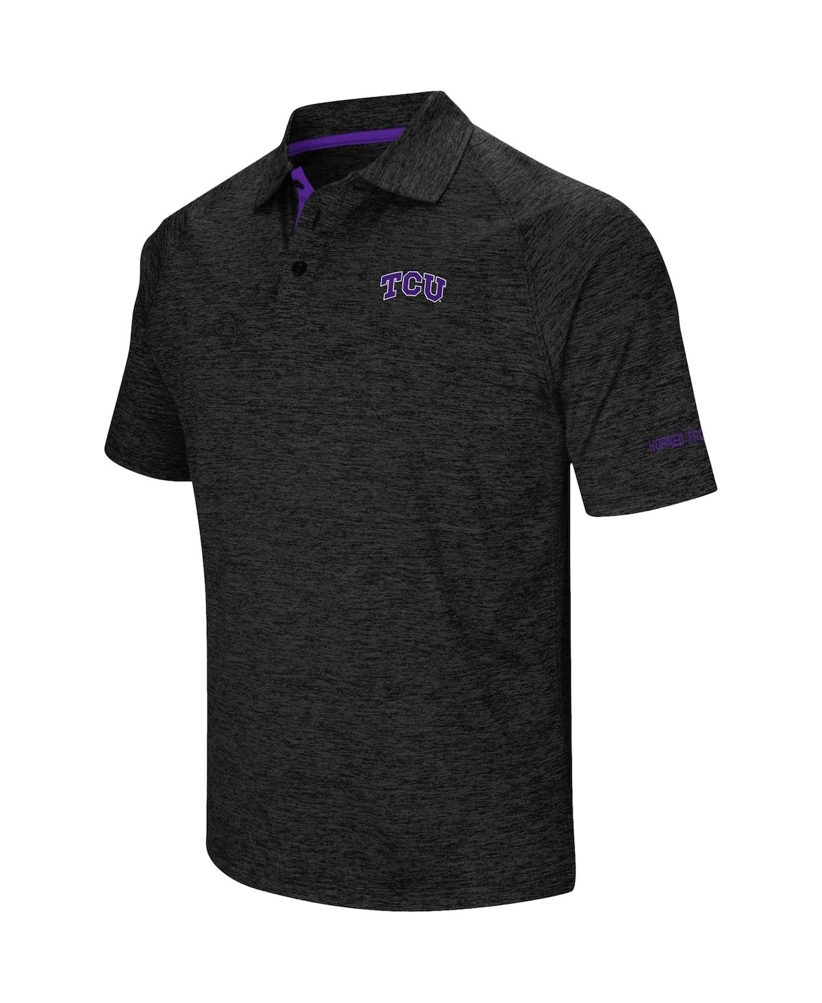 Colosseum Black Tcu Horned Frogs Down Swing Polo In Black