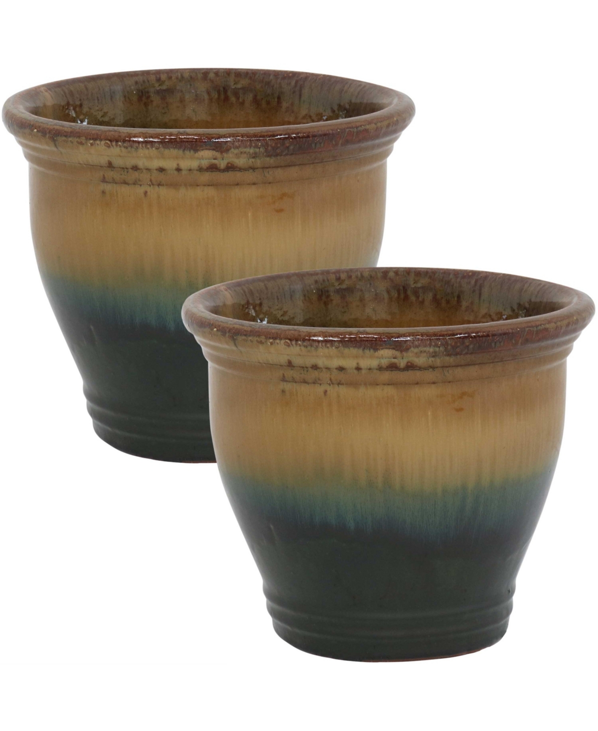 Studio Outdoor/Indoor High-Fired Glazed Uv- and Frost-Resistant Ceramic Planters with Drainage Holes