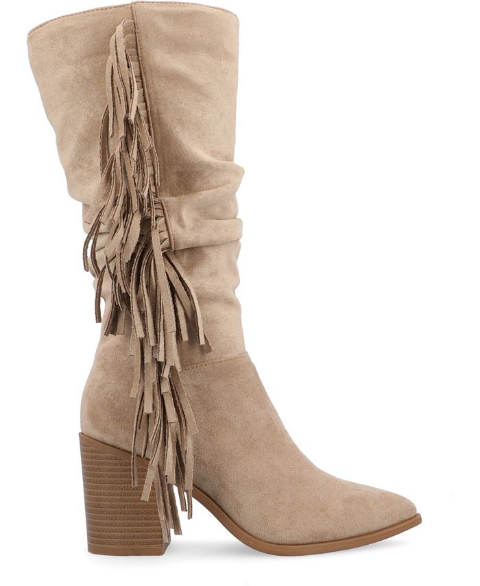 Journee Collection Women's Hartly Extra Wide Calf Western Fringe Boots