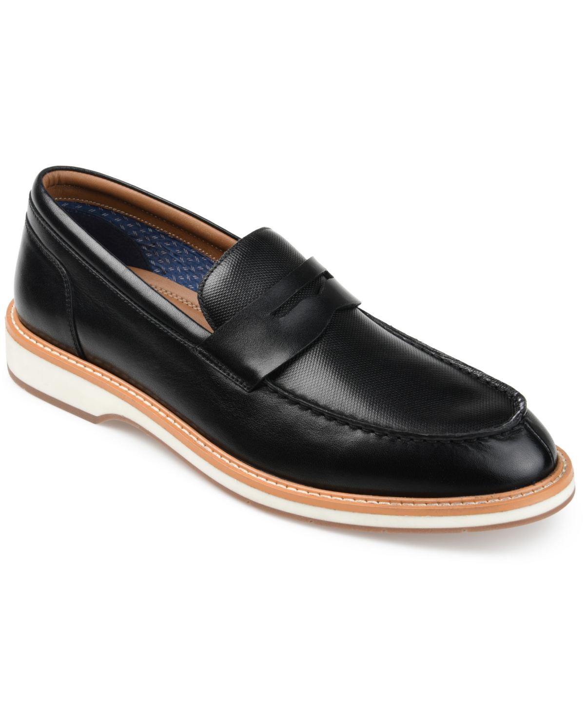 Shop Thomas & Vine Men's Watkins Wide Width Embossed Penny Loafer Shoe In Black