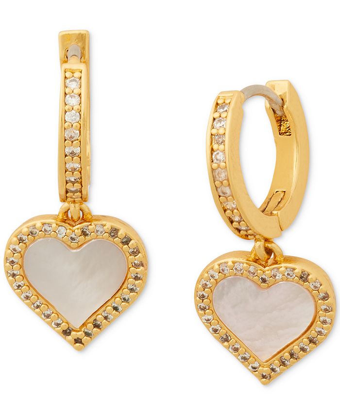 Adriana Scallop Frame Gold Huggie Hoop Earrings, Natural Mother of Pearl main image 1