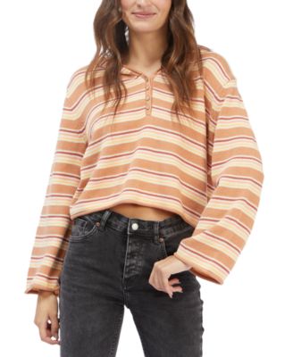 Roxy - Juniors' Side Swipe Striped Hooded Poncho Top