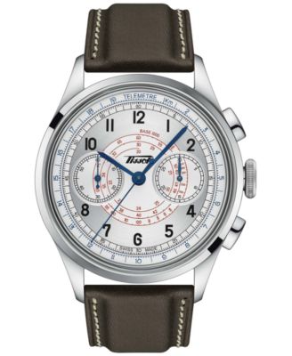 Tissot - Men's Telemeter 1938 Automatic Brown Leather Strap Watch 42mm