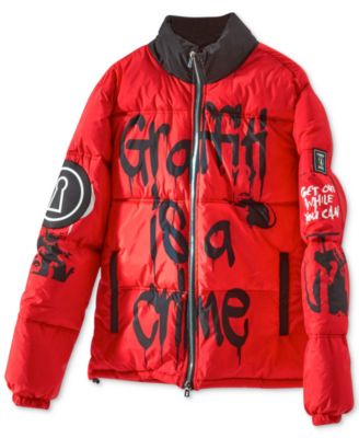 TANGO HOTEL - Men's Banksy Graffiti Graphic Puffer Coat