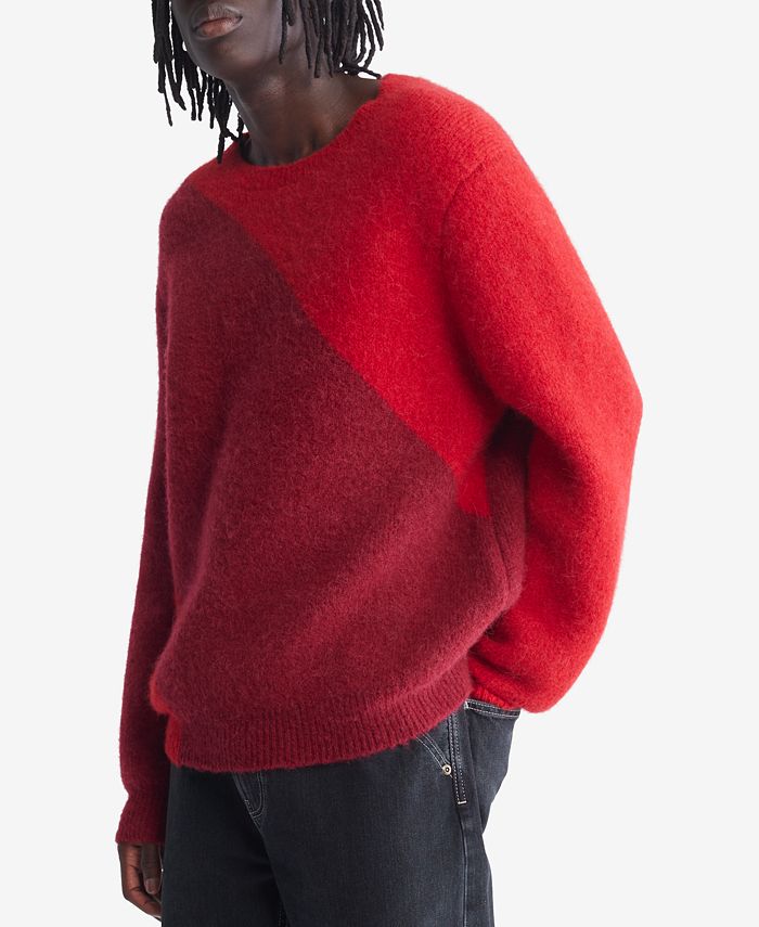 Calvin Klein Men's Intarsia Colorblocked Crewneck Sweater & Reviews -  Sweaters - Men - Macy's